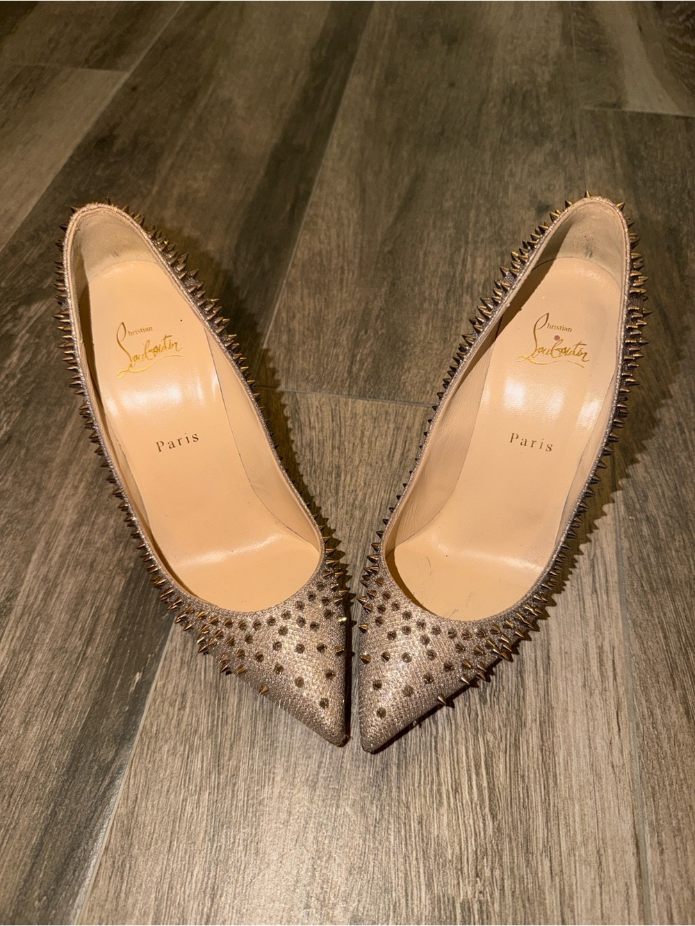 Christian Louboutin Metallic Spike Pointed-Toe Pumps